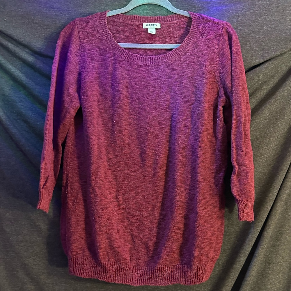 Old Navy Maroon 3/4 Sleeve Sweater Size Large